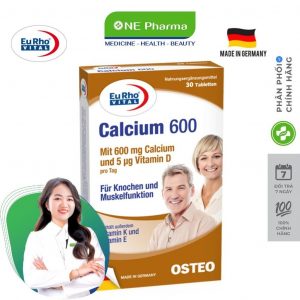 EuRho Vital Calcium 600+ Vitamin D Natural Hantech Hộp 30 Viên a