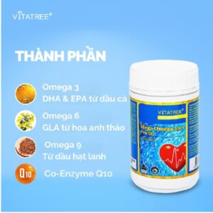 Viên uống Vitatree Omega 3-6-9 Plus Q10-120 viên