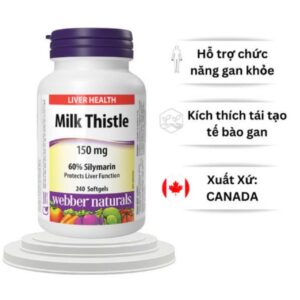 Viên uống giải độc gan Webber Naturals Milk Thistle &150mg