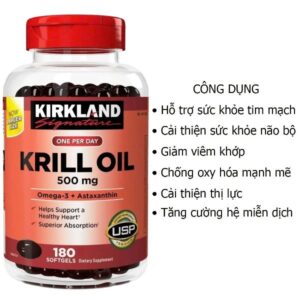 Dầu nhuyễn thể Kirkland Signature Krill Oil 500mg - 160 Viên