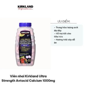 Viên nhai Kirkland Signature Ultra Strength Antacid Calcium - 1000mg