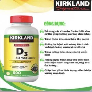 Viên uống Vitamin D3 Kirkland Signature 2000IU & 600 viên