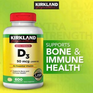 Viên uống Vitamin D3 Kirkland Signature 2000IU - 600 viên