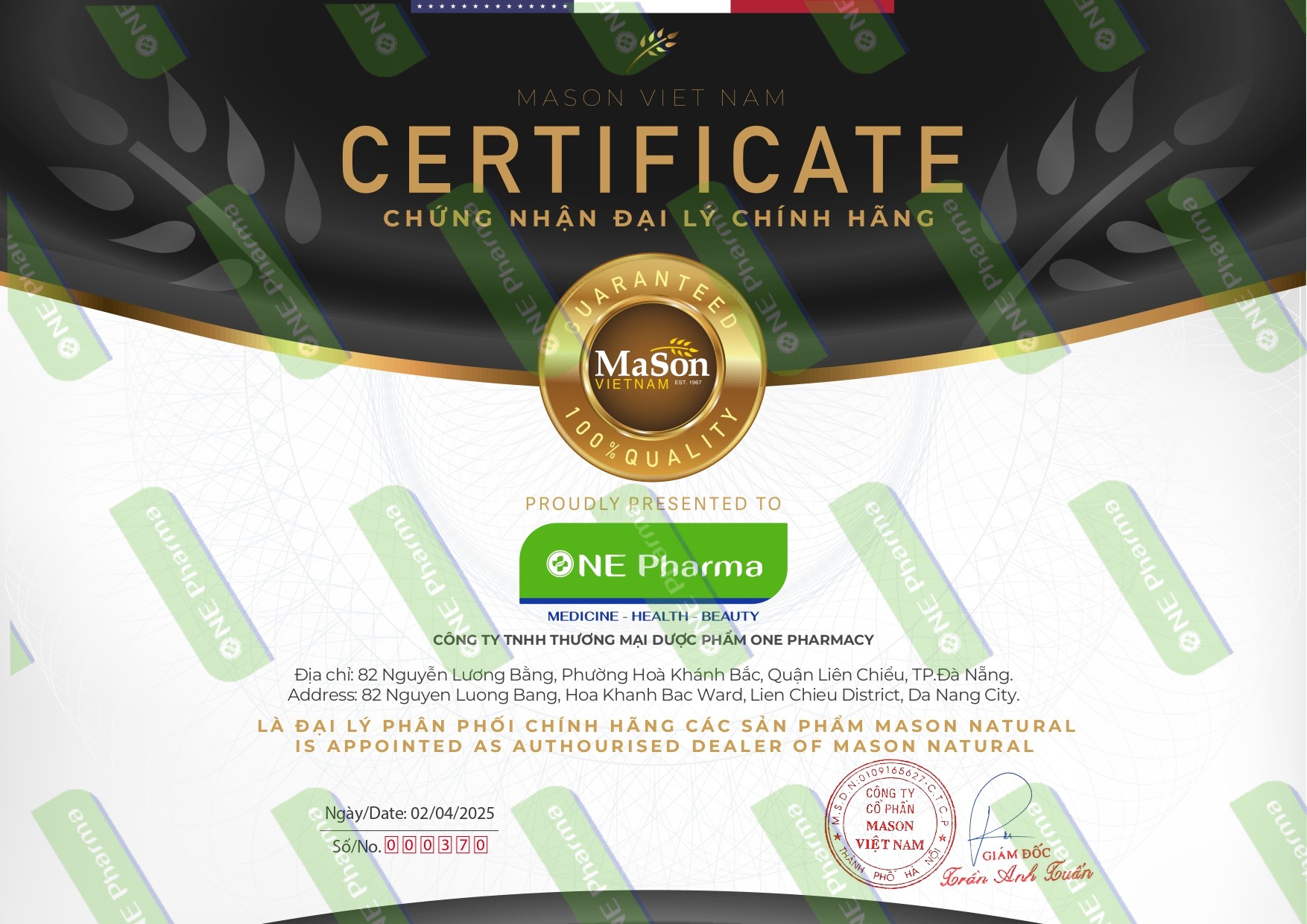 Chứng nhận Mason One Pharmacy_page-0001
