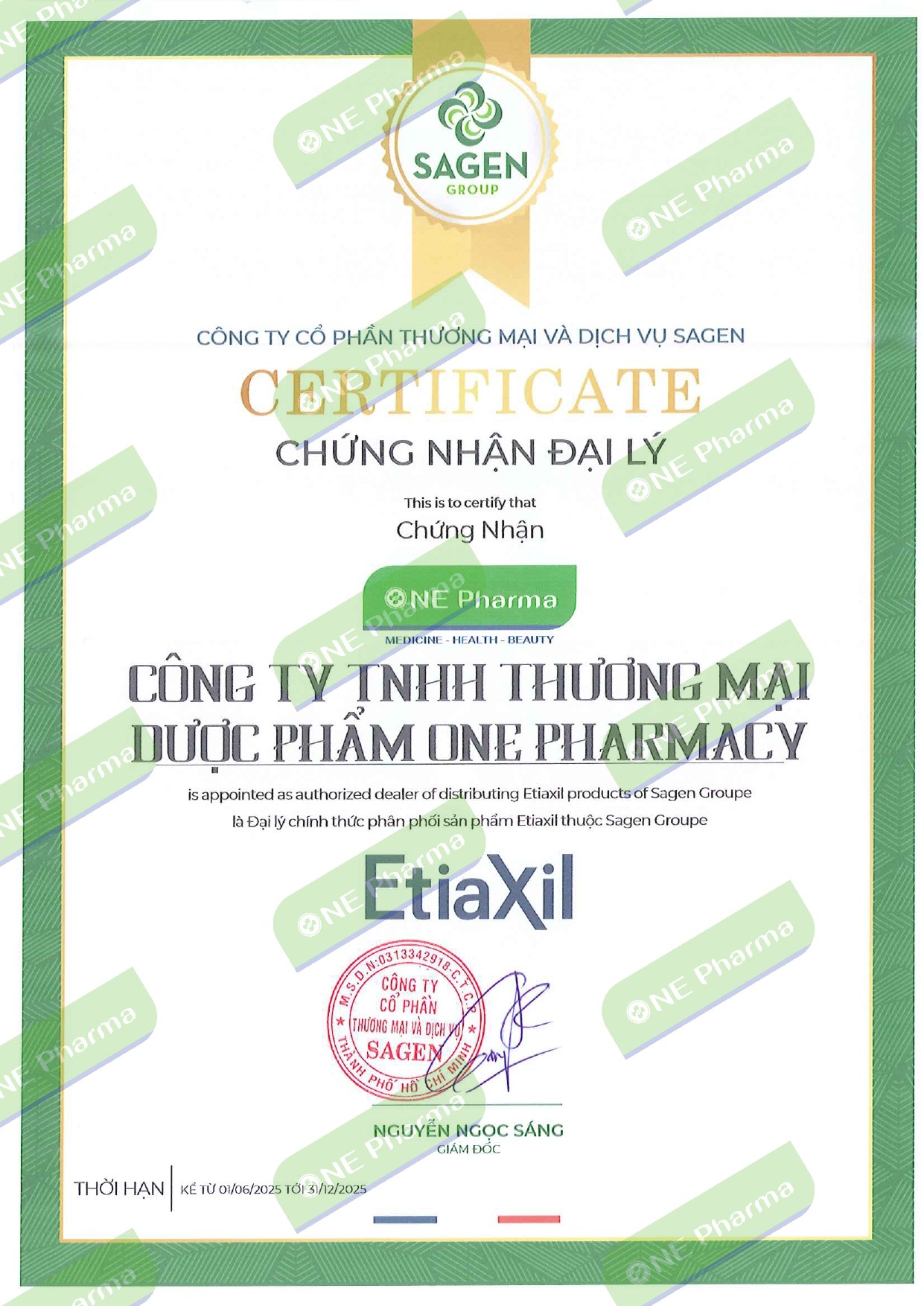 Etiaxil Chung nhan
