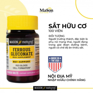Mason Natural Ferrous Gluconate 100 vien bo sung sat huu co