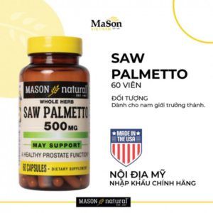 Mason Natural Saw Palmetto 500mg ho tro dieu tri phi dai tien liet tuyen