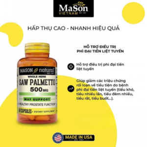 Mason Natural Saw Palmetto 500mg ho tro dieu tri phi dai tien liet tuyen