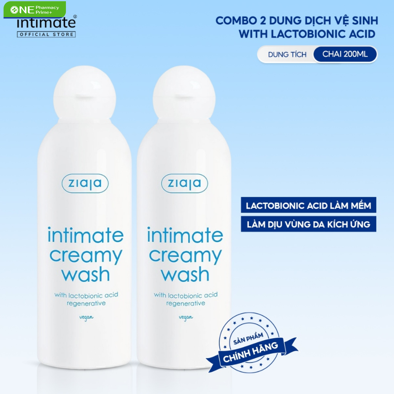Dung Dịch Vệ Sinh Phụ Nữ ZIAJA Intimate With Lactobionic Acid Khử Mùi, Tăng Đàn Hồi Cho Da 200ml5