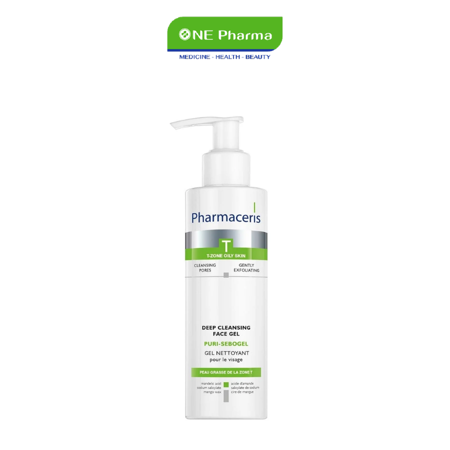 Gel Rửa Mặt Pharmaceris Puri-Sebo Gel Làm Sạch Sâu Và Hỗ Trợ Giảm Mụn – 190ml